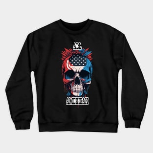 All American 4th of July Skull with the American Flag Crewneck Sweatshirt